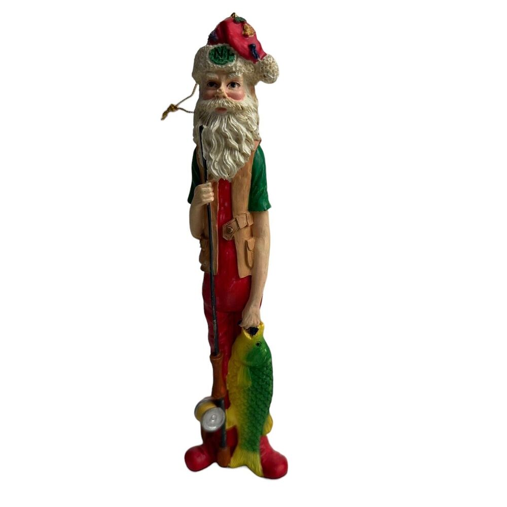 Vintage 1994 Jeanne Beaury Santa Claus Fisherman Christmas Figurine
